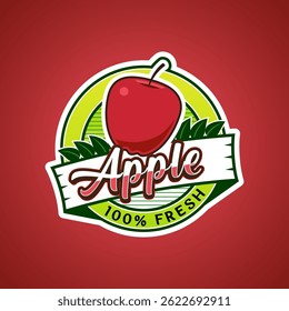 Logo label for apple fruit with added text
