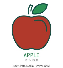 Logo or label apple. Line style logotype. Easy to use apple template. Vector abstract sign or emblem.