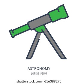 Logo or label astronomy. Line style logotype. Easy to use astronomy template. Vector abstract sign or emblem.