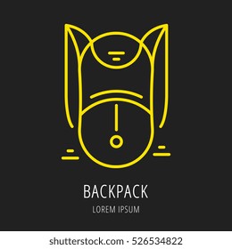 logo or label backpack. Line style logotype template. Easy to use business . Vector abstract  or emblem.