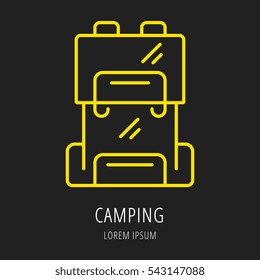 logo or label backpack. Line style logotype template. Easy to use business . Vector abstract  or emblem.