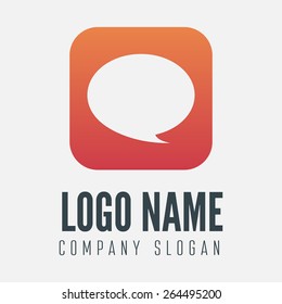 Logo, label, badge, emblem or logotype element with speech bubble for business, corporation or web