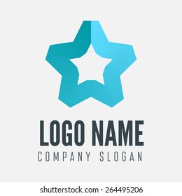 Logo, label, badge, emblem or logotype element with gradient star for business, corporation or web