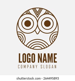 Logo, label, badge, emblem or logotype element with owl for business, corporation or web