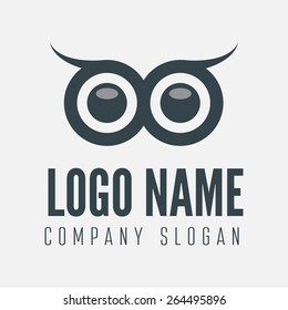 Logo, label, badge, emblem or logotype element with owl for business, corporation or web