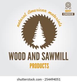 Logo, label, badge for sawmill, carpentry and woodworkers