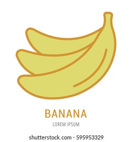 Logo or label banana. Line style logotype. Easy to use banana template. Vector abstract sign or emblem.
