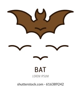 Logo or label bat. Line style logotype. Easy to use bat template. Vector abstract sign or emblem.