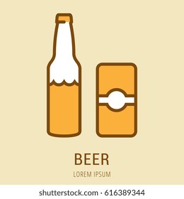 Logo or label beer. Line style logotype. Easy to use beer template. Vector abstract sign or emblem.