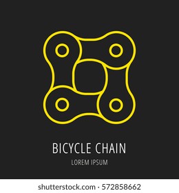 logo or label bicycle chain. Line style logotype. Easy to use business template. Vector abstract sign or emblem.