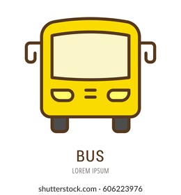 Logo or label bus. Line style logotype. Easy to use bus template. Vector abstract sign or emblem.