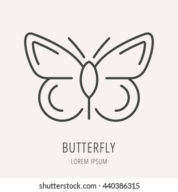 logo or label butterfly. Line style logotype template. Easy to use business template. Vector abstract logo or emblem.