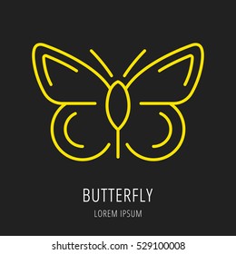 logo or label butterfly. Line style logotype template. Easy to use business template. Vector abstract logo or emblem.