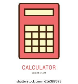 Logo or label calculator. Line style logotype. Easy to use calculator template. Vector abstract sign or emblem.