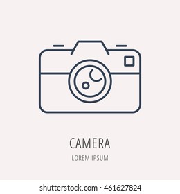 logo or label Camera. Line style logotype. Easy to use business template. Vector abstract sign or emblem.