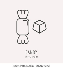 Logo or label candy. Line style logotype. Easy to use  template. Vector abstract sign or emblem.