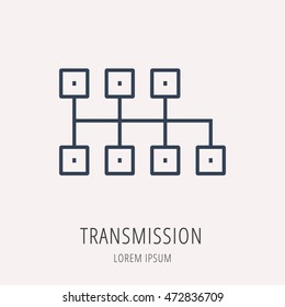 logo or label Car elements. Line style logotype. Easy to use business template. Vector abstract sign or emblem.