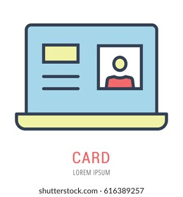 Logo or label card. Line style logotype. Easy to use card template. Vector abstract sign or emblem.