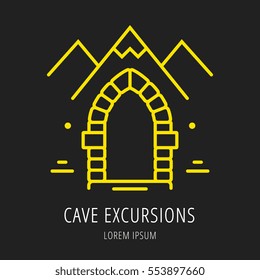 logo or label cave. Line style logotype template. Easy to use business template. Vector abstract logo or emblem.