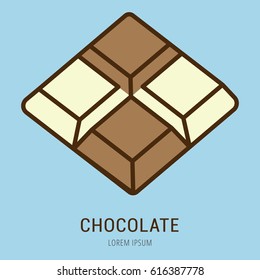 Logo or label chocolate. Line style logotype. Easy to use chocolate template. Vector abstract sign or emblem.