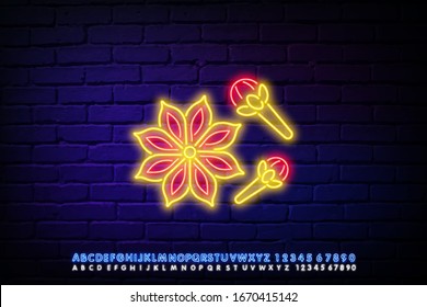 Logo or label cinnamon. Neon style logotype. Easy to use template. Vector neon sign or emblem.