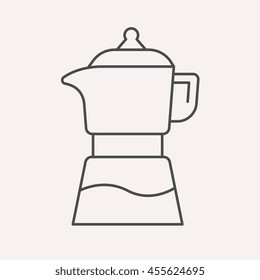 logo or label Coffee. Line style logotype template with coffee kettle. Easy to use business template. Vector abstract logo or emblem.