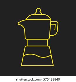 logo or label Coffee. Line style logotype template with coffee kettle. Easy to use business template. Vector abstract logo or emblem.