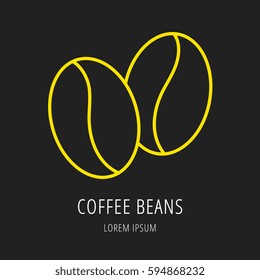 logo or label Coffee. Line style logotype template with coffee beans. Easy to use business template. Vector abstract logo or emblem.