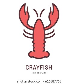 Logo or label crayfish. Line style logotype. Easy to use crayfish template. Vector abstract sign or emblem.