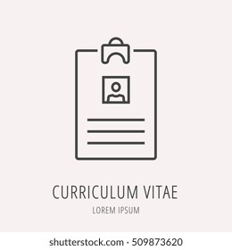 Logo or label curriculum vitae. Line style logotype. Easy to use  template. Vector abstract sign or emblem.