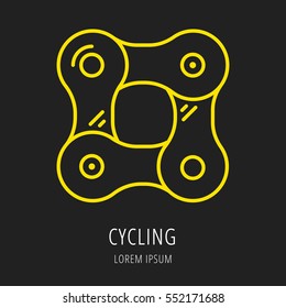 logo or label cycling chain. Line style logotype template. Easy to use business template. Vector abstract logo or emblem.