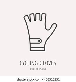 logo or label cycling gloves. Line style logotype. Easy to use business template. Vector abstract sign or emblem.