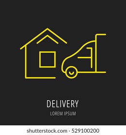 Logo or label delivery. Line style logotype. Easy to use  template. Vector abstract sign or emblem.