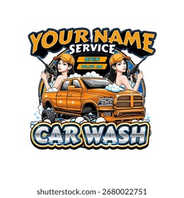Plantilla de diseño de logotipo o etiqueta para el negocio de lavado de coches