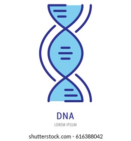 Logo or label dna. Line style logotype. Easy to use dna template. Vector abstract sign or emblem.