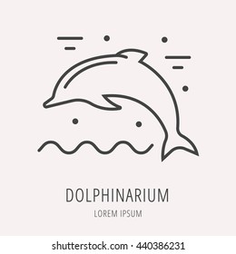 logo or label dolphinarium. Line style logotype template. Easy to use business template. Vector abstract logo or emblem.