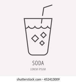 logo or label drink. Line style logotype template with soda. Easy to use business template. Vector abstract logo or emblem.