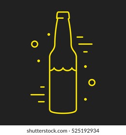 logo or label drink. Line style logotype template with bottle. Easy to use business . Vector abstract  or emblem.