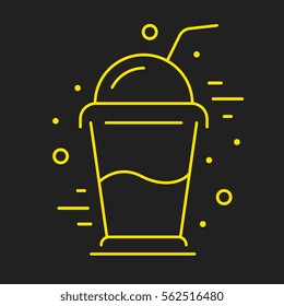 logo or label drink. Line style logotype template with coctail. Easy to use business template. Vector abstract logo or emblem.