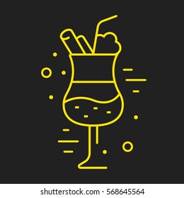 logo or label drink. Line style logotype template with coctail. Easy to use business template. Vector abstract logo or emblem.