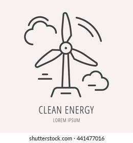logo or label eco clean energy. Line style logotype template. Easy to use business template. Vector abstract logo or emblem.