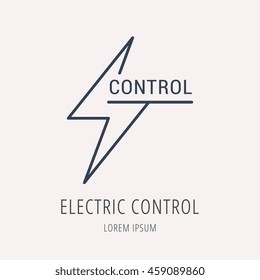 logo or label Electric ECO Control. Line style logotype. Easy to use business template. Vector abstract sign or emblem.
