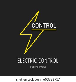 logo or label Electric ECO Control. Line style logotype. Easy to use business template. Vector abstract sign or emblem.