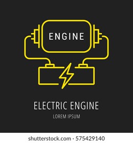 logo or label Electric ECO engine. Line style logotype. Easy to use business template. Vector abstract sign or emblem.