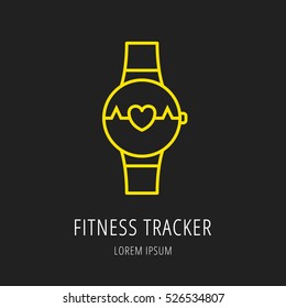 logo or label fitness tracker. Line style logotype. Easy to use business template. Vector abstract sign or emblem.