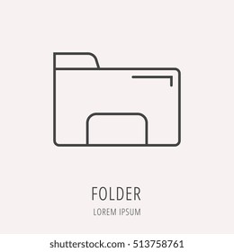 Logo or label folder. Line style logotype. Easy to use  template. Vector abstract sign or emblem.