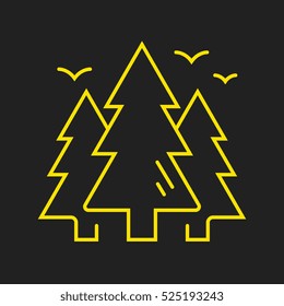 logo or label forest. Line style logotype template. Easy to use business . Vector abstract  or emblem.