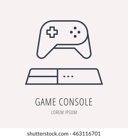 logo or label Game Console. Line style logotype. Easy to use business template. Vector abstract sign or emblem.