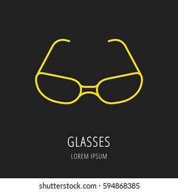 logo or label Glasses. Line style logotype. Easy to use business template. Vector abstract sign or emblem.