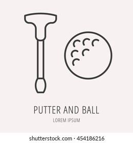 logo or label golf. Line style logotype template with ball. Easy to use business template. Vector abstract logo or emblem.